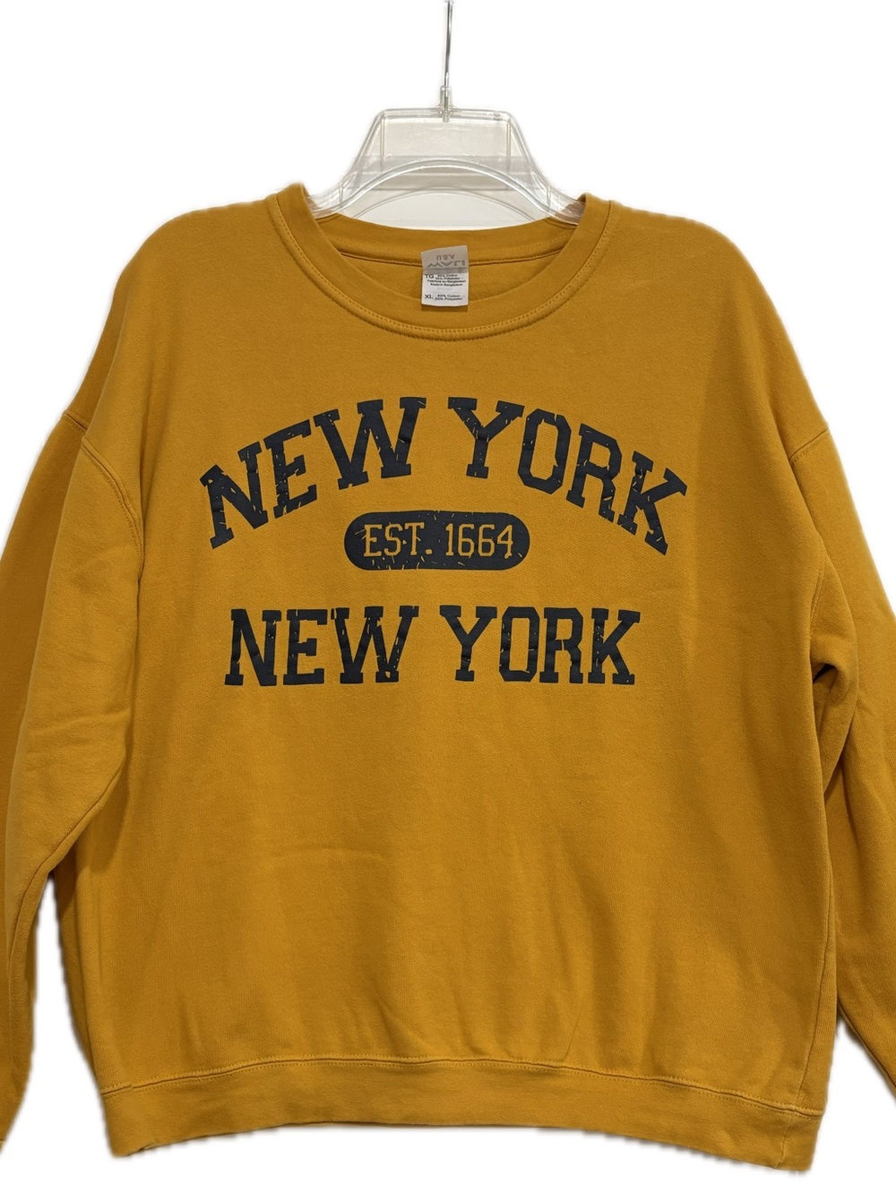 ‼️New York New York‼️Est. 1664 Mustard Gold Graphic Crewneck Sweatshirt XL